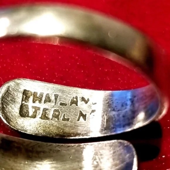 Vintage Sterling Silver Cloisonné Floral ring Thailand size 6 - Picture 2 of 5